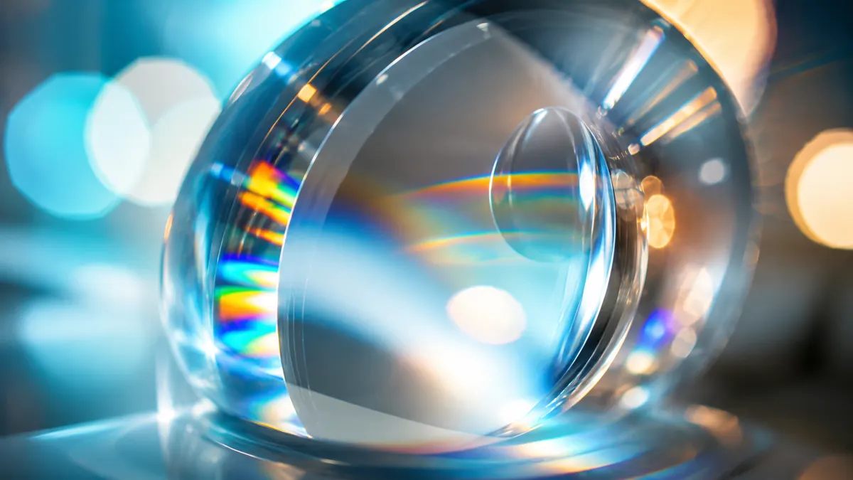 Light refracting through a precision optical lens